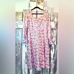 Bates Sisters Boutique The Kara Carmel Floral Dress with side slit- XL NWOT
